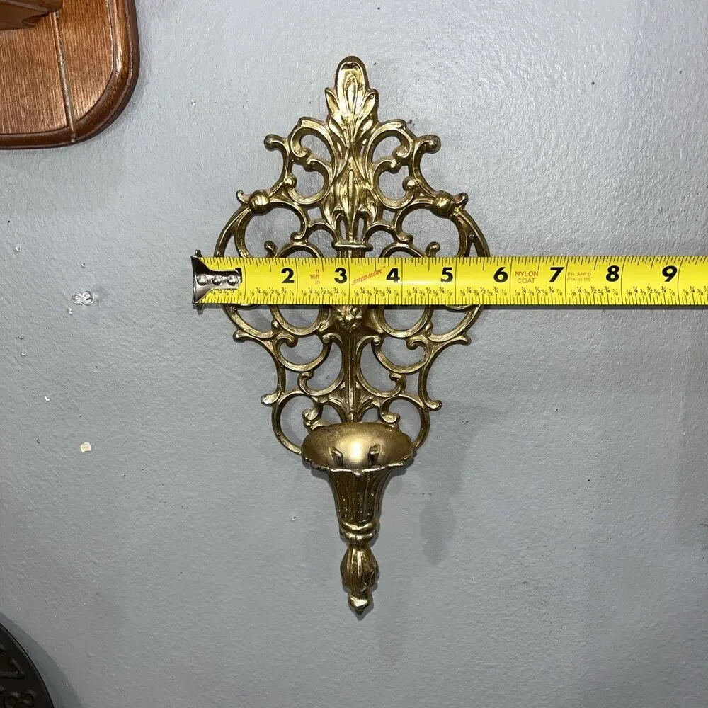Metal Candle Holder Brass Vintage Hollywood Regency Florentine Romantic Chic